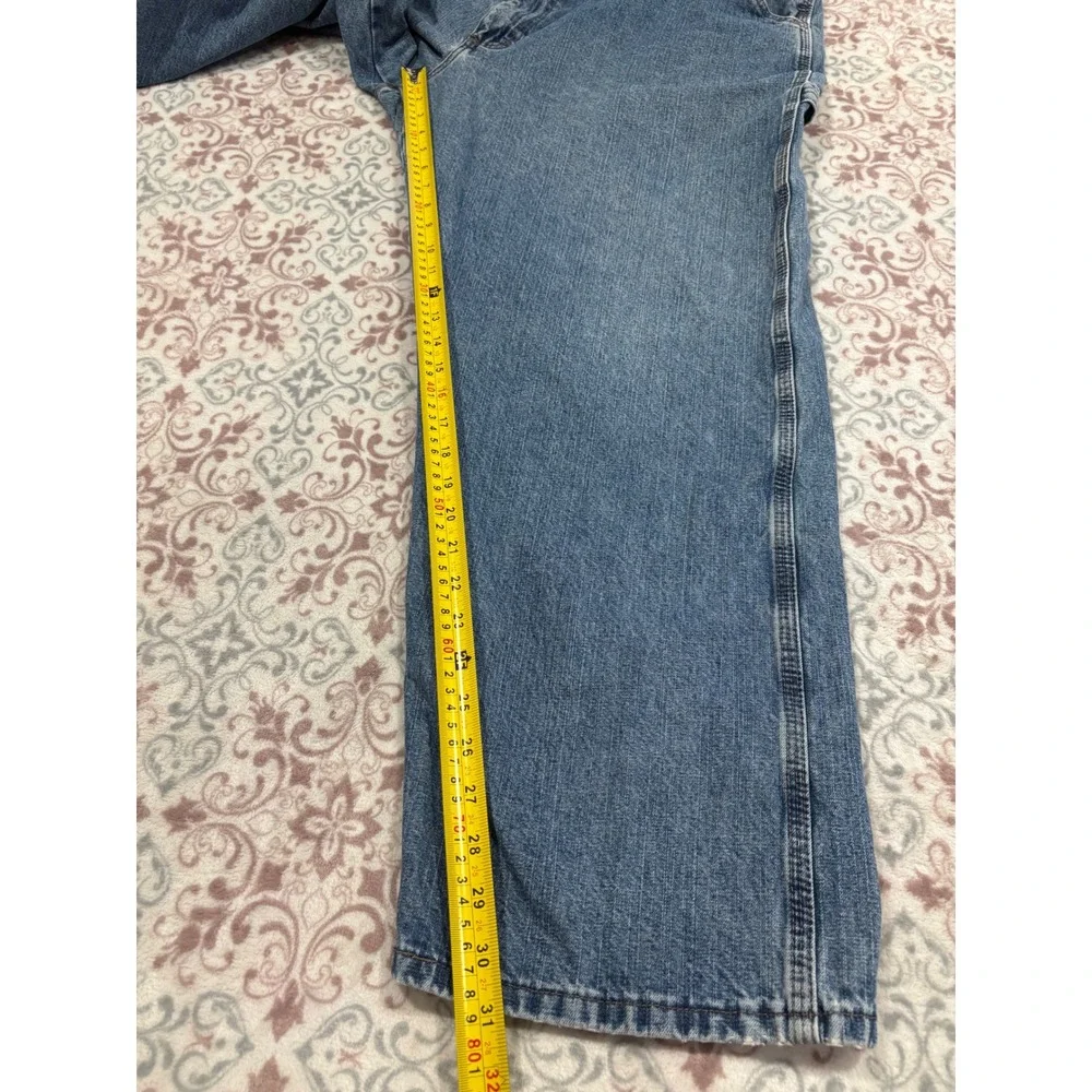 Wrangler Carpenter Jeans Mens 40x30 Blue Denim Workwear Loose Fit 94OROAS